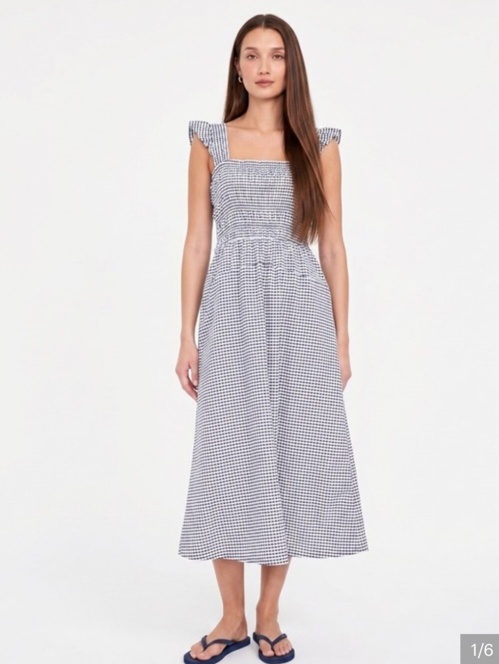 Old Navy Blue & White Gingham Dress with Ruffle Straps